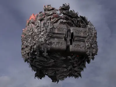 Dantes Inferno Hell Cube Sculpture 4 3D model