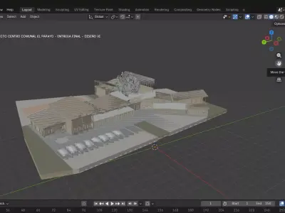 Community Center - 3D Model with Architectural Plans 3D model