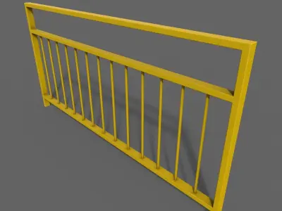 PBR Pedestrian Guard Rail Yellow V3 Low-poly 3D model
