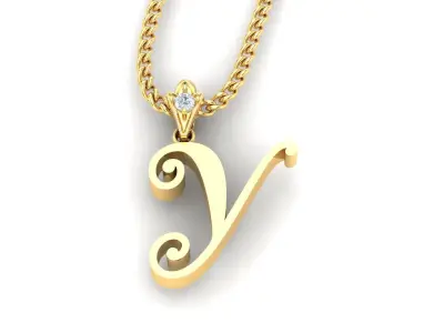 Alphabet V3 Light Gold  Font Pendant Y 3D print model