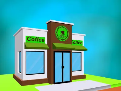 Coffee shop  Low-poly 3D model