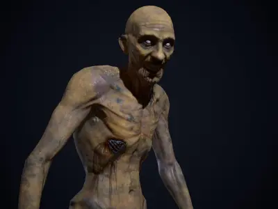 Skinny Zombie Low-poly 3D model