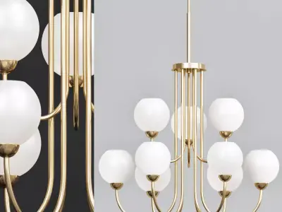 Carisa Collection 9 Light Vintage Gold Chandelier with Shade 3D model
