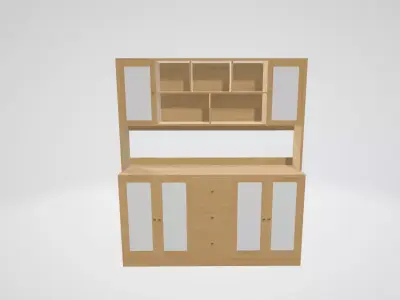 Bookcase with Doors Low-poly 3D model