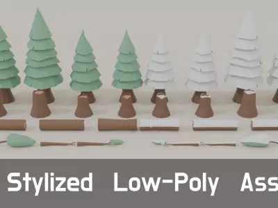 Stylized Low-Poly Tree Pack 14 Game-Ready Assets Low-poly 3D model