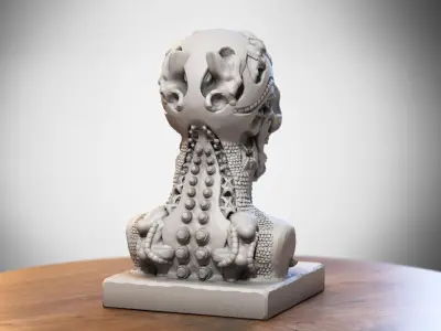 Skull robot dragon bust Cyborg skull dragon bust 3D print model