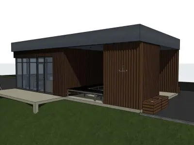 3D model of a bus stop with a cafe in 4 versions 3D model