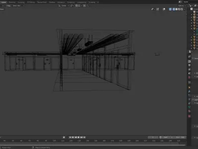 Hallway corridor in office building - 3D model