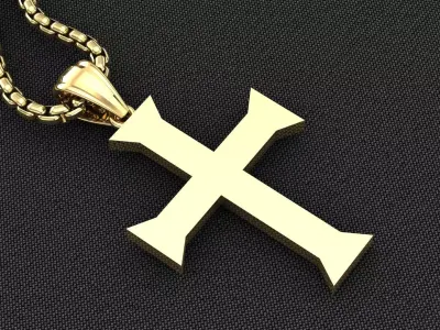 High Cross Pendant Light Gold 18K 3CP075 3D model