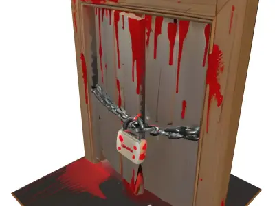 Bloody Chained Horror Door Low-poly 3D model