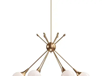  Pontil 6-Light Chandelier in Honey Gold 3D model