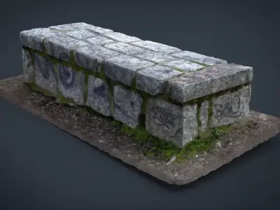 Stone Bench 1 Low-poly 3D model