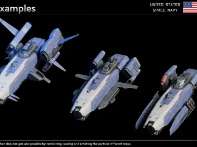 USSN Charleston Class Cruiser Low-poly 3D model