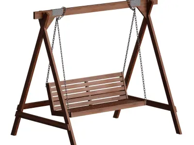 Wooden park swing 3D model