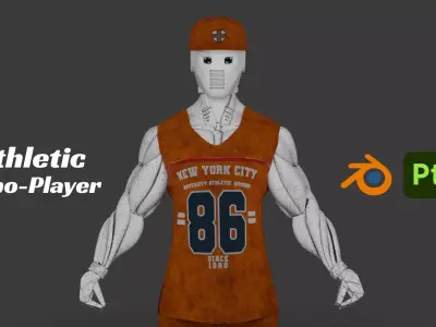 Athletic Robo Player Stylized Sports Android Character Low-poly 3D model