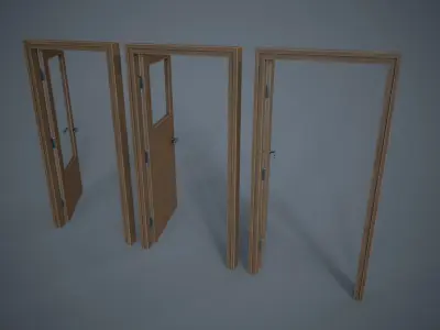 Set of three doors Low-poly 3D model