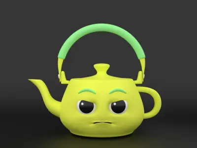 Stylized 3D Cartoon Teapot Low-poly 3D model