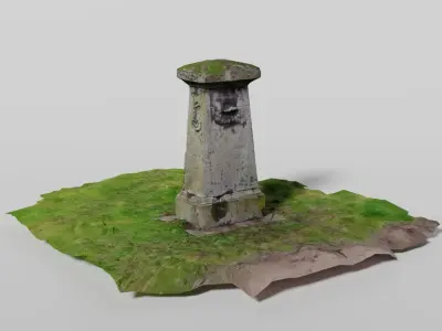 Historical headstone on grass 3D model