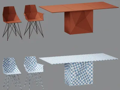 Vondom Faz Dining Table and Chair Low-poly 3D model