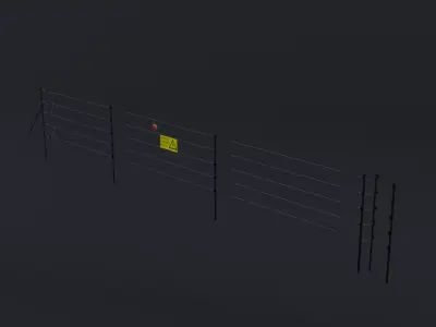 Modular Electric Fence Low-poly 3D model