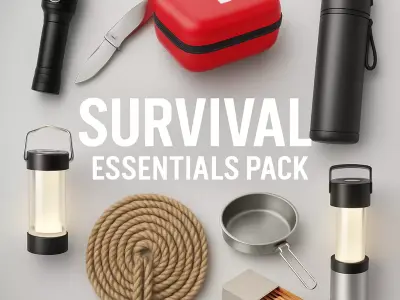 Survival Essential 3D Pack 8 Models Low and High Poly Model Low-poly 3D model