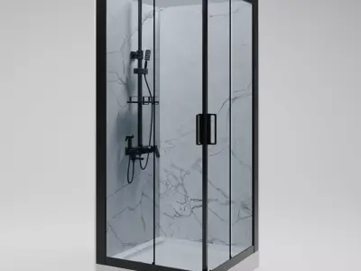 Super Modern Shower Cabin Glass Bathroom Set 3D model