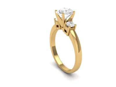 Classic Solitaire Diamond Women Ring Gold Jewelry 3D Model 62 3D print model