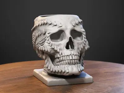 Skull dragon Headphone Stand Cyborg skull dragon Headset  3D print model