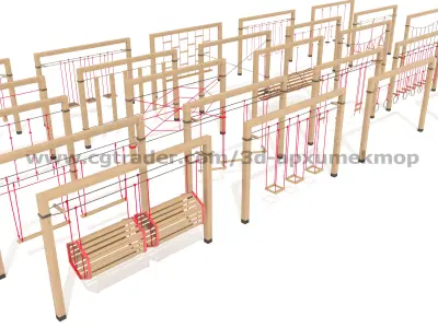 Wooden Playground Set 3D model