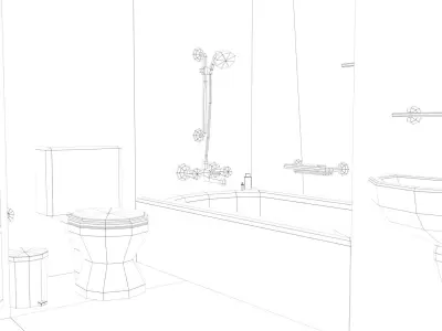 Cartoon Bathroom Low-poly 3D model