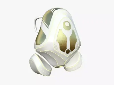 SciFi Backpack H04 White Gold - Fashion Character Design Low-poly 3D model