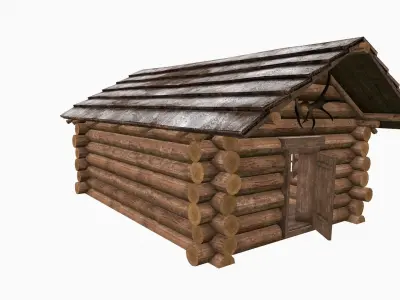 Wooden house  Low-poly 3D model
