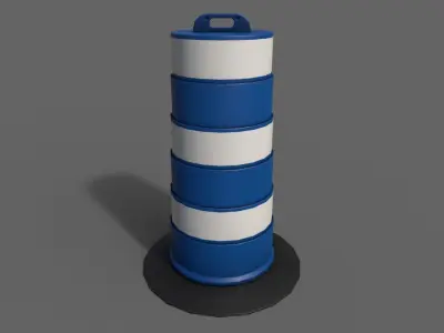 PBR Traffic Drum Barrel Blue Low-poly 3D model