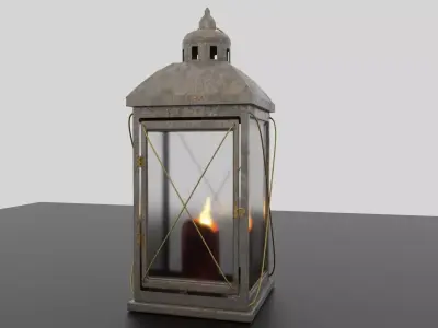 Old Lantern with Candle 3D Model 3D model