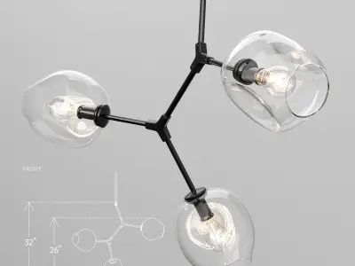 Branching bubble 3 lamps 3D model