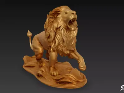 Lion Statue V19 Low-poly 3D model