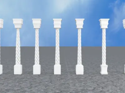 Pillar with Box and Cylinder using Taper and Twist Modifier 3D model