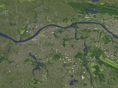 Springfield Massachusetts USA in 20 km x 20 km - city and urban 3D model