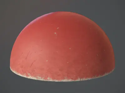 Concrete Hemisphere Barrier Painted Red pack 1 v2 Low-poly 3D model