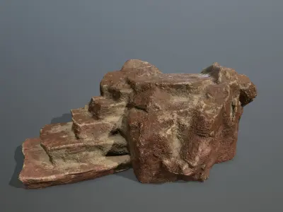 Altar Set rock steps Low-poly 3D model