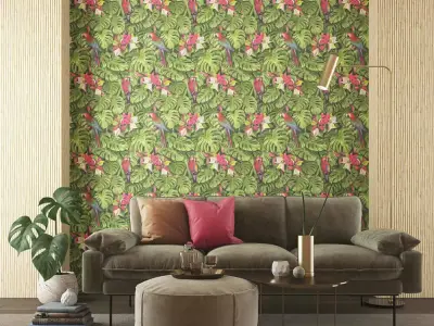 Tropical Parrot Jungle Wallpaper Texture