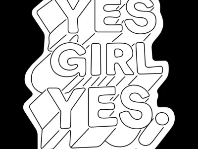 Yes Girl Yes Neon Sign 3D model