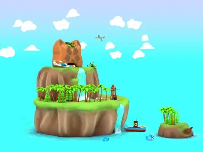 Island Environment - Landscape Low-poly 3D model