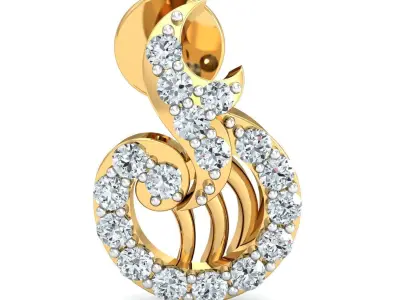 Yellow gold diamond earring-P3 PSER-03 3D print model