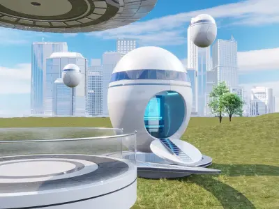 Futuristic residential house 02 3D model