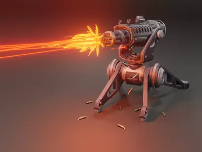 Stylized turret Low-poly 3D model