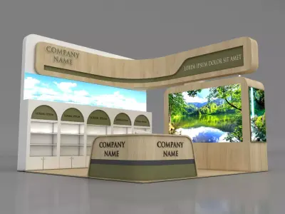 Booth Exhibition Stand Stall 5x5m Height 400 cm 3 Side Open 3D model purchase