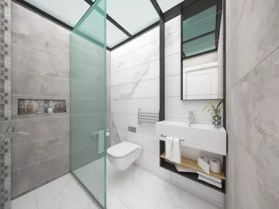 3d Bathroom model modern with glass shower 3D model