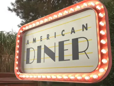 Retro sign AMERICAN DINER 3D model