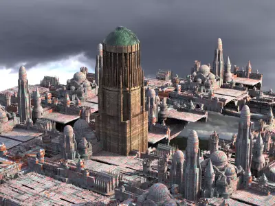 Naboo Inspired Dome 5 with city 3D model